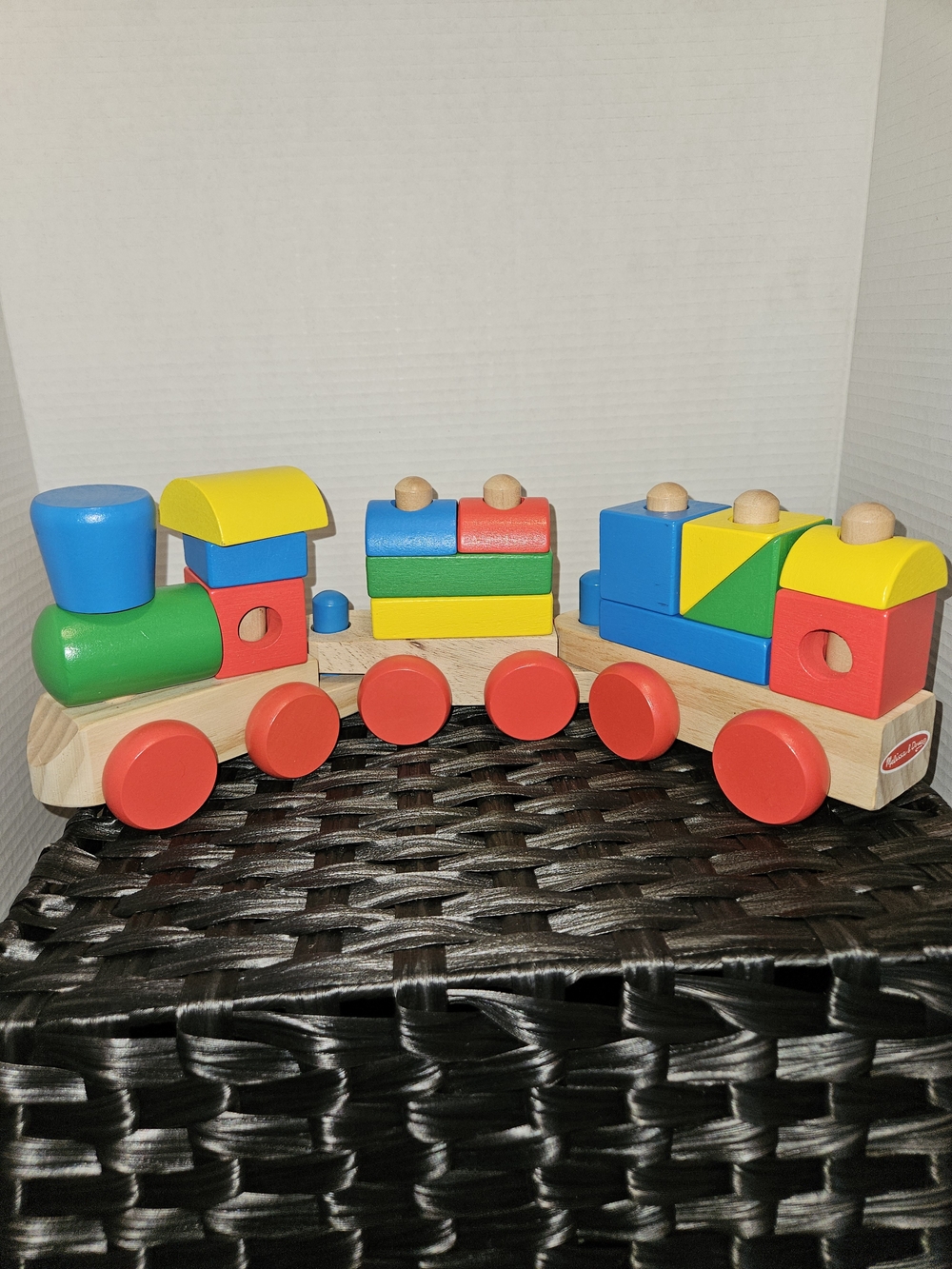 Melissa & Doug Bright Wooden Block Train - Red, Blue, Yellow, Green